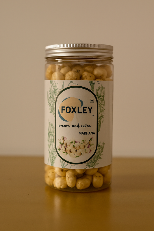 Cream & Onion Flavoured Makhana Roasted in Olive Oil–90g Jar